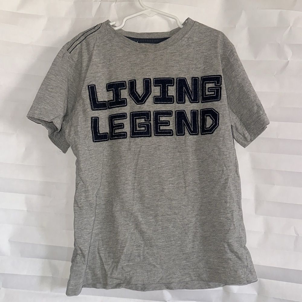Crazy 8 Boys T-Shirt Size 7-8 Gray Short Sleeve "Living Legend" Graphic Tee